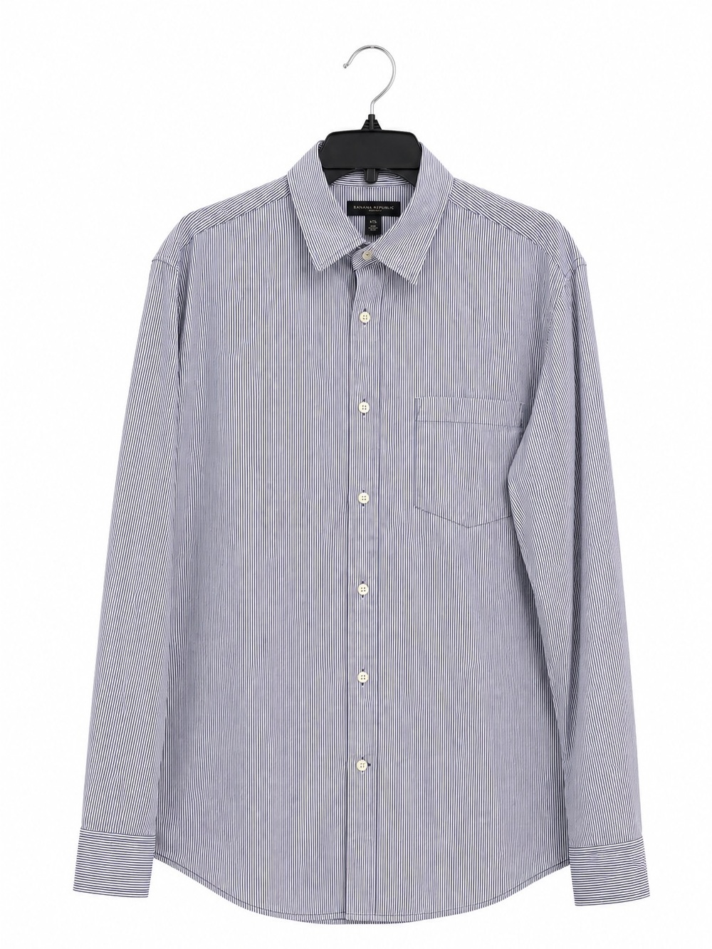 Banana Republic Blue White Stripe Dress Shirt Mens L Button Down Cotton